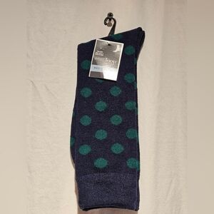 NWT FREE with Purchase Navy With Green Dot Socks.